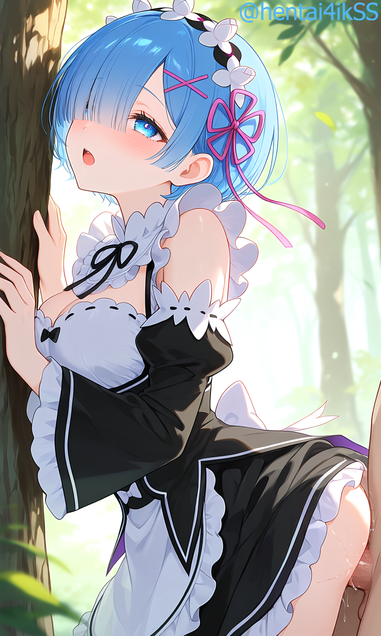 Хентай 1girl,1девушка,re:zero,rem,rem_re:zero,anal, rule34