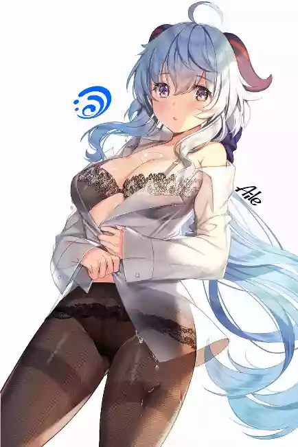 Большие сиськи,Большая жопа,в одежде,короткая стрижка,чулки,genshin impact,ganyu,