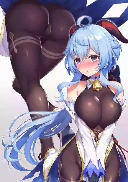 Большие сиськи,Большая жопа,в одежде,genshin impact,ganyu,колготки,